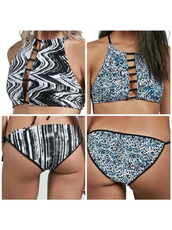 Volcom Other - Volcom Womens Bikini Size M 2 Pc Black Blue Stay Tuned Tie Reversible New w tags
